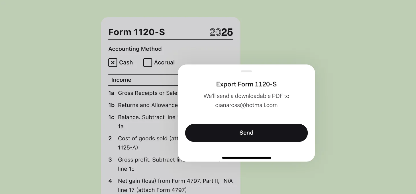 Desktop image of exporting form 1120-s tax form
