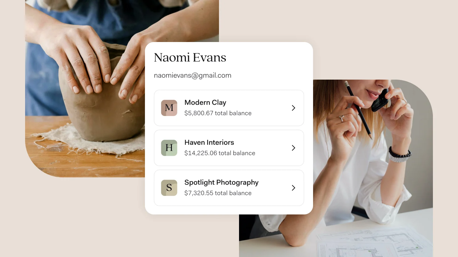 An image of managing multiple businesses in the Found app