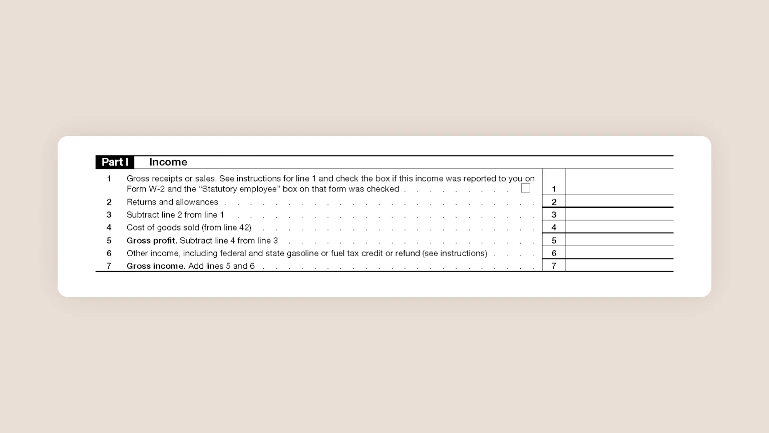 Schedule C Tax Form for Self-Employed Taxes Part I Income