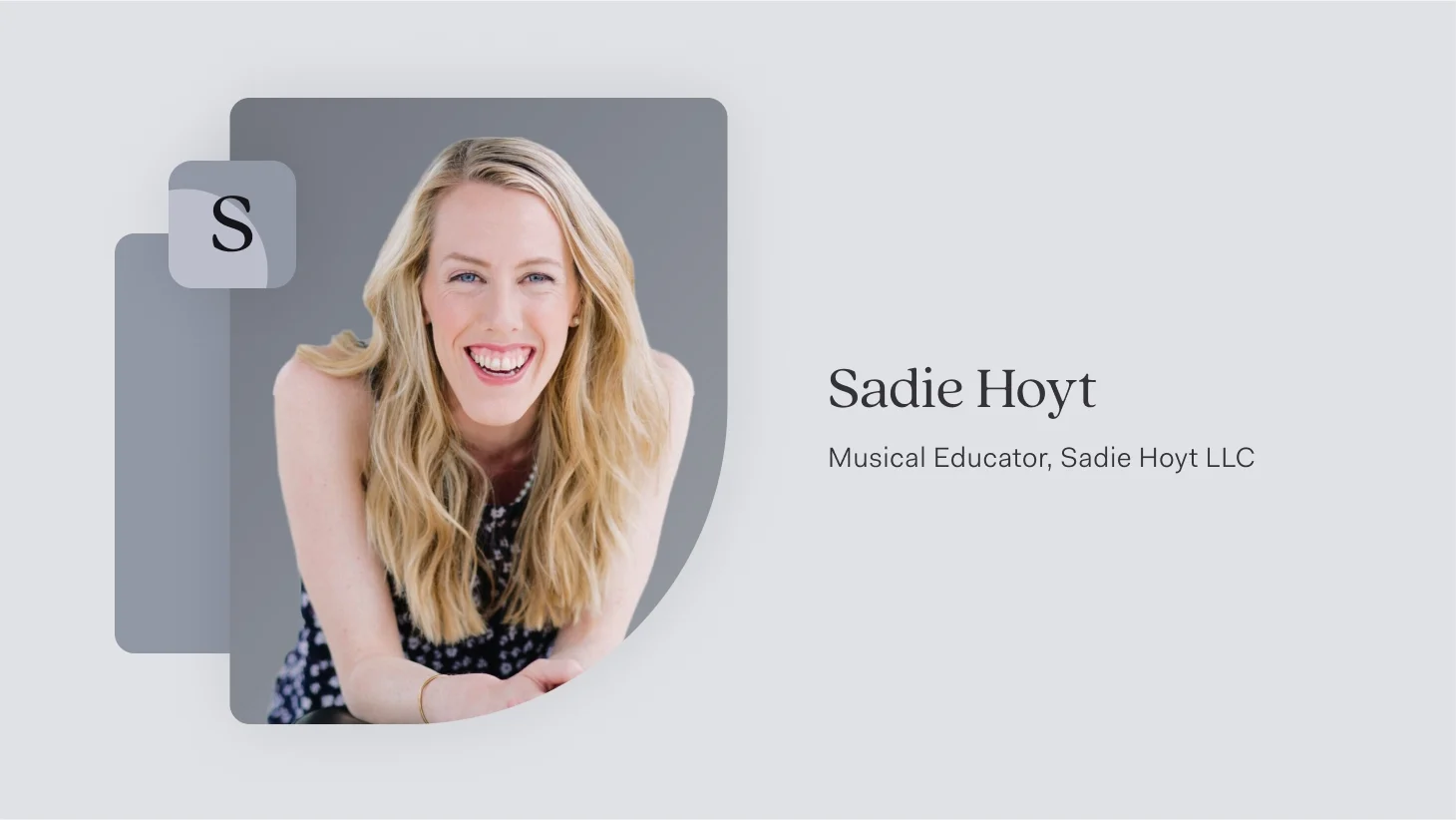 Sadie Hoyt, musical educator and founder of Sadie Hoyt LLC, laughing in a floral top