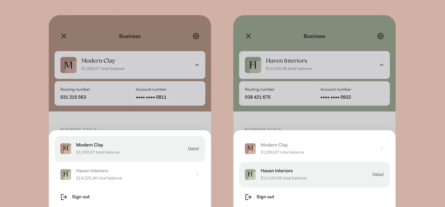 image of toggling between multiple businesses on Found