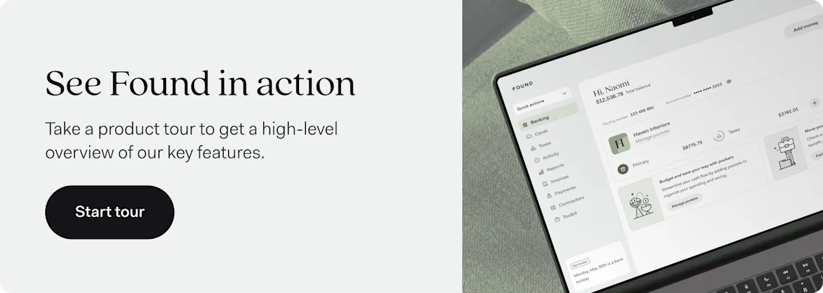 A banner offering a product tour of Found's key features