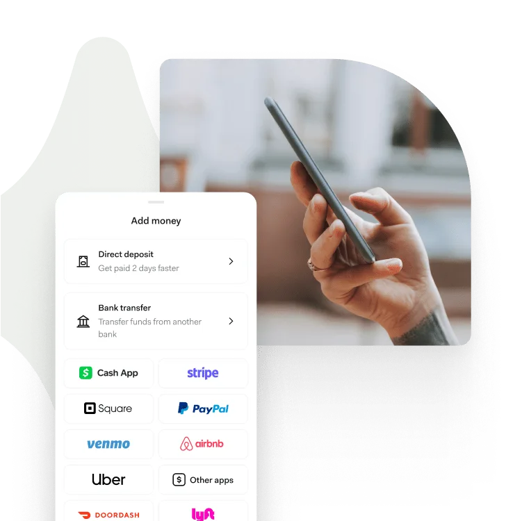 The Found app’s add-money screen listing direct deposit, bank transfer and cash deposit