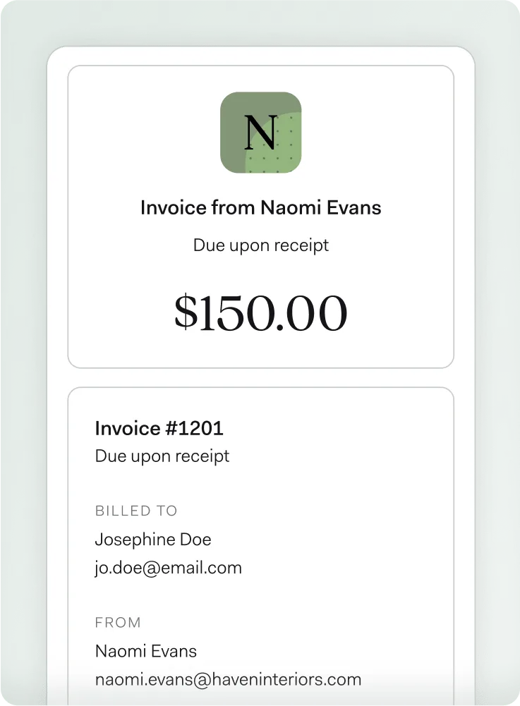 An invoice made with Found's free online invoice generator