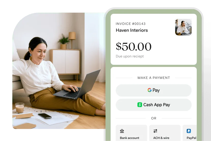 A Found invoice a client can settle by Google Pay, Cash App Pay, bank account, ACH and wire, or PayPal