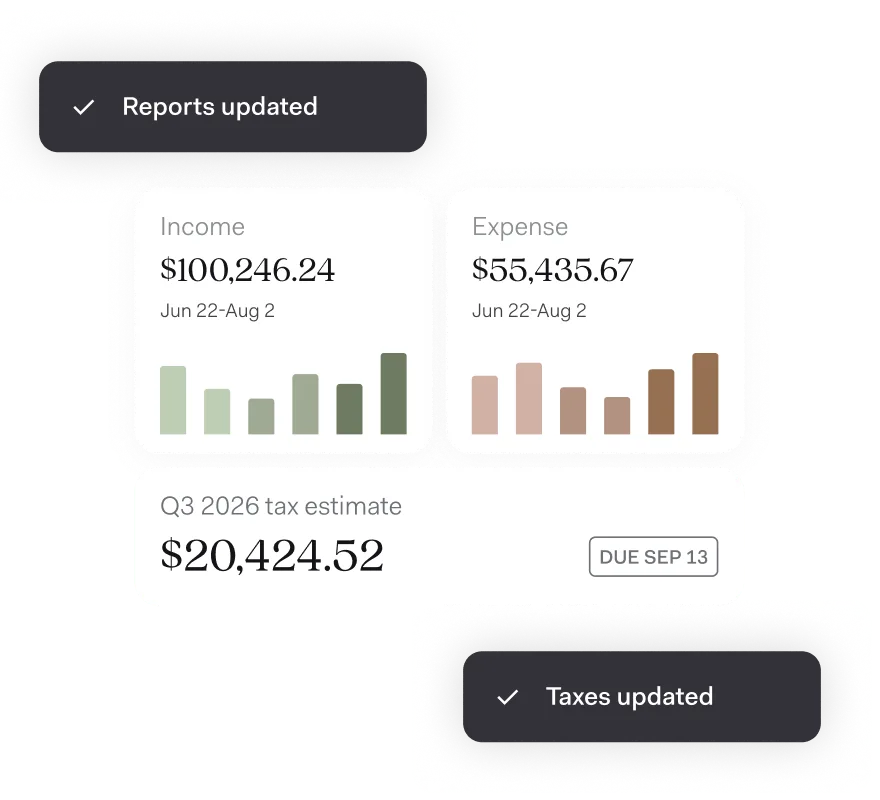 The Found app’s taxes screen showing an estimated tax bill and the amount already set aside