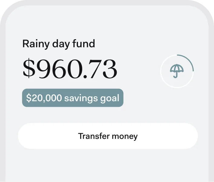 A savings goal in the Found app showing progress towards a target amount