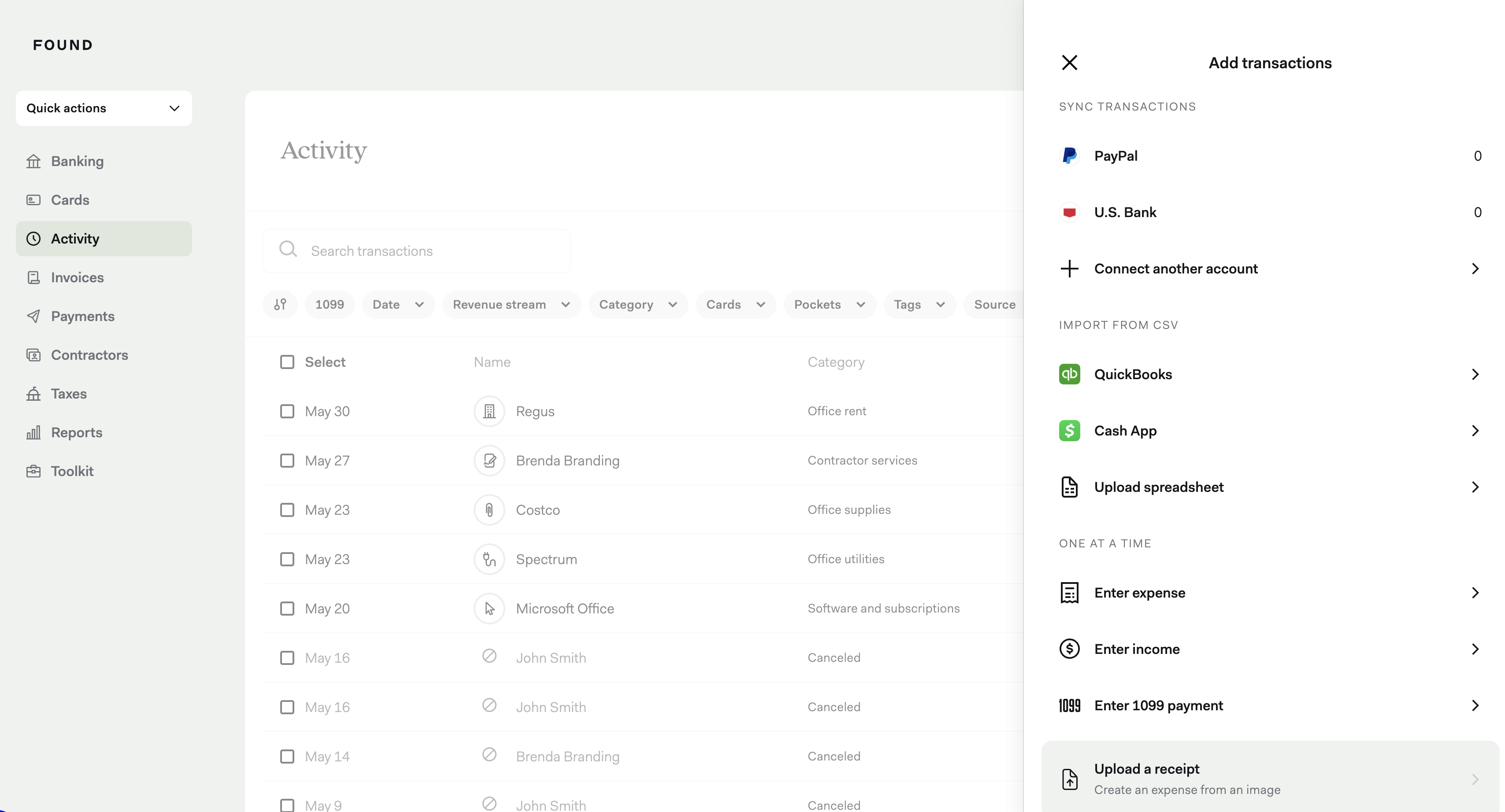 Add transactions screenshot