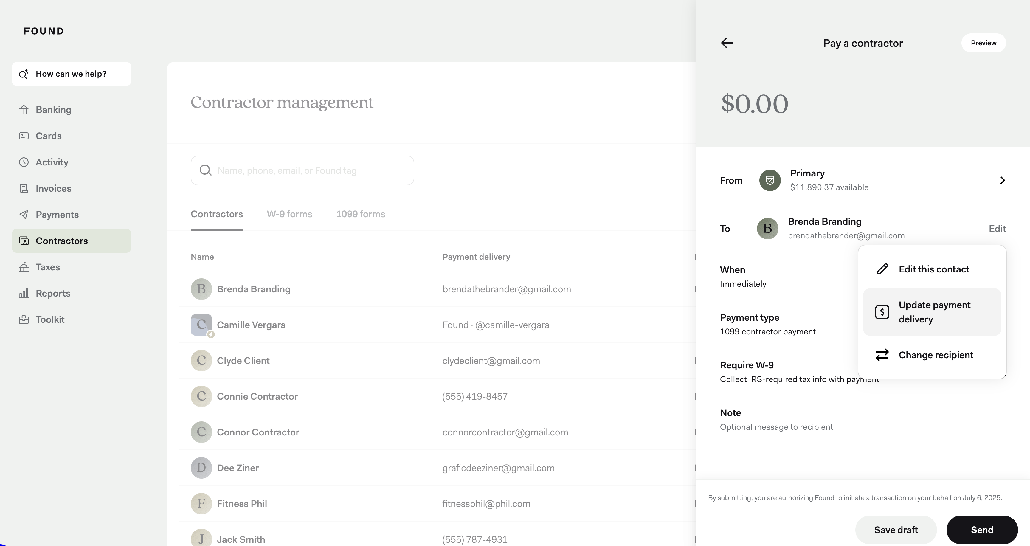 Update payment delivery for contractor image