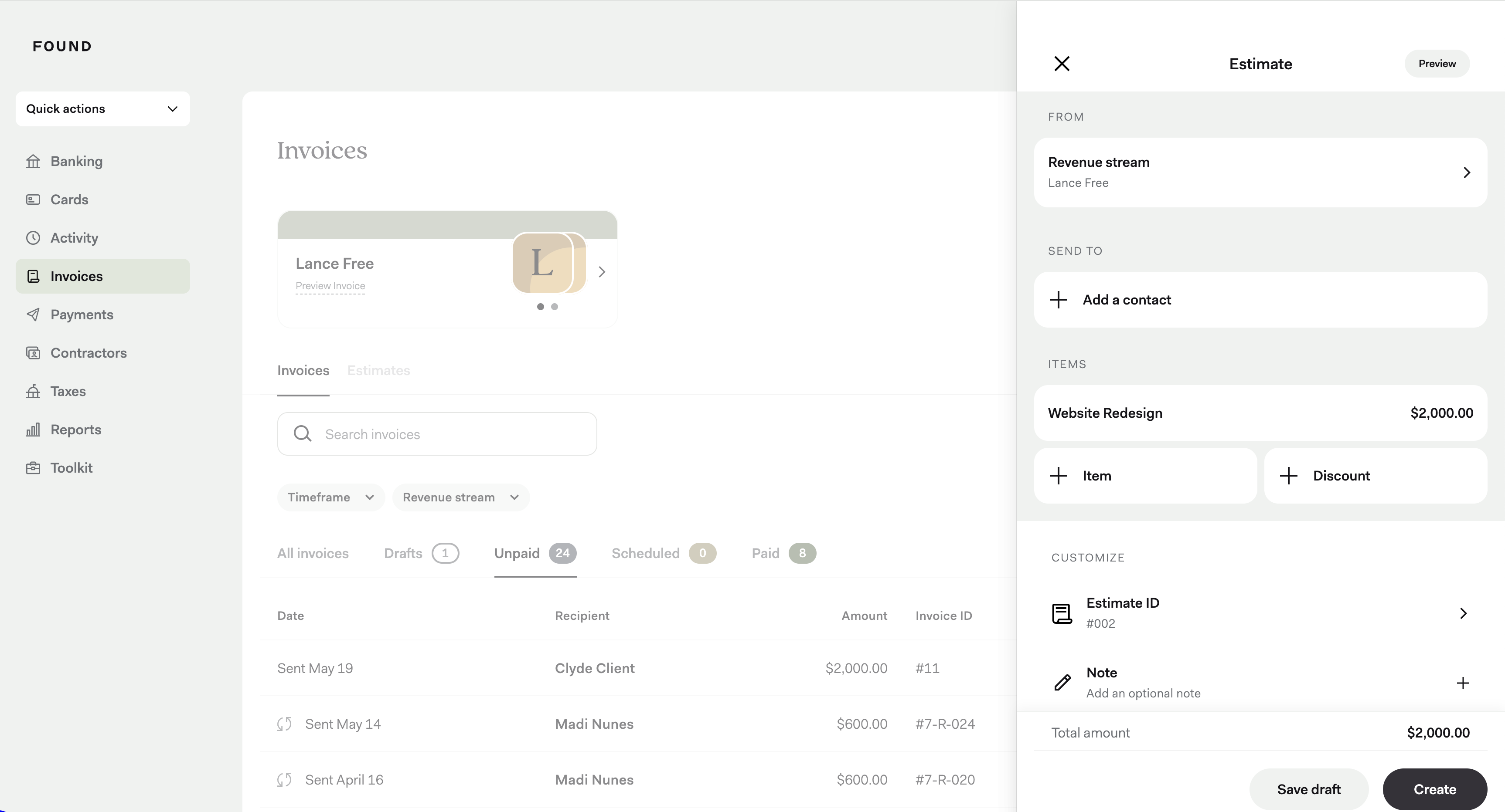 Create an estimate screenshot