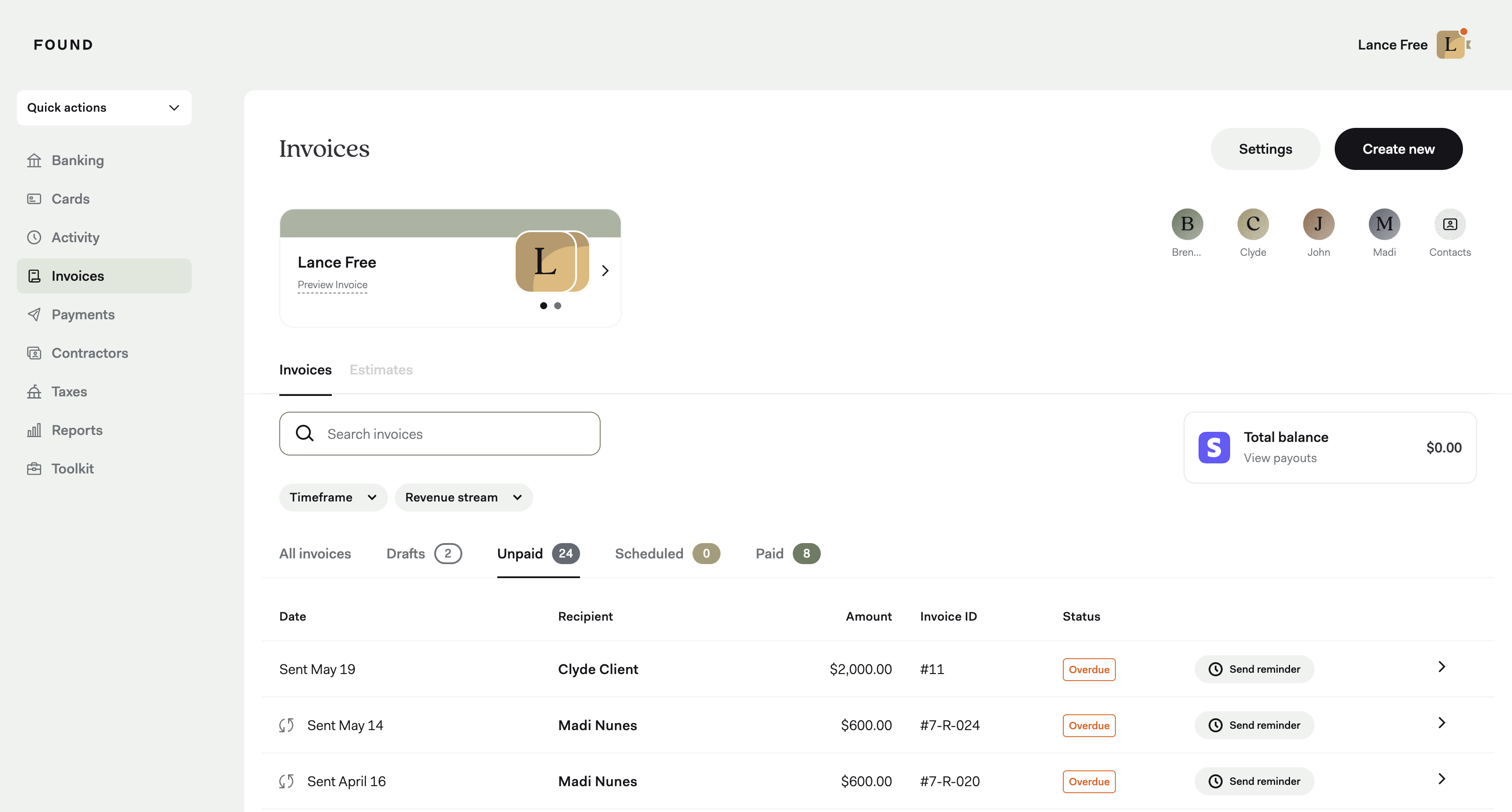 Track outstanding invoices screenshot