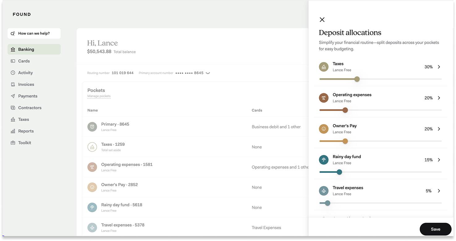Pockets - deposit allocations on desktop