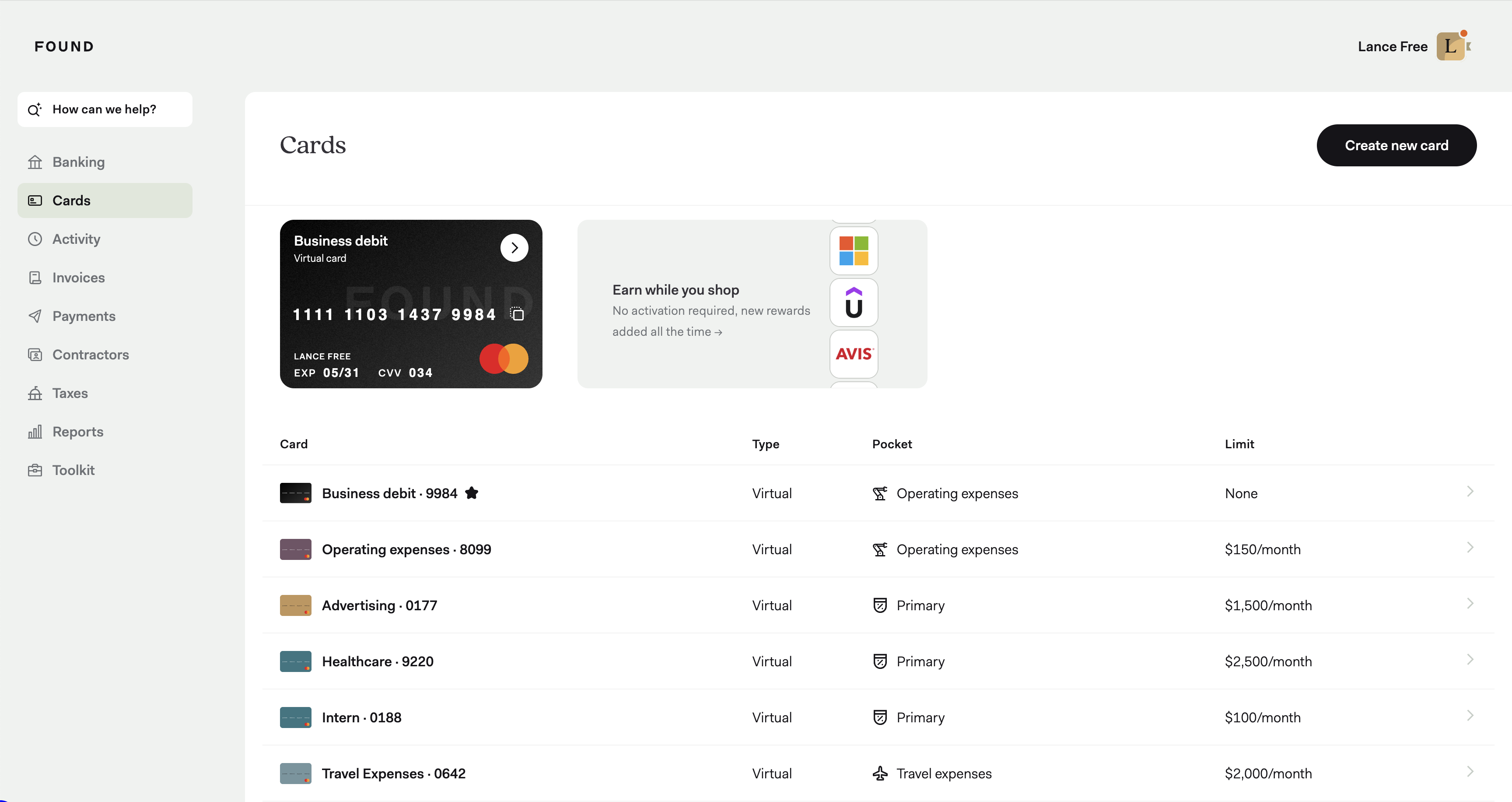 Add virtual cards with spending limits image