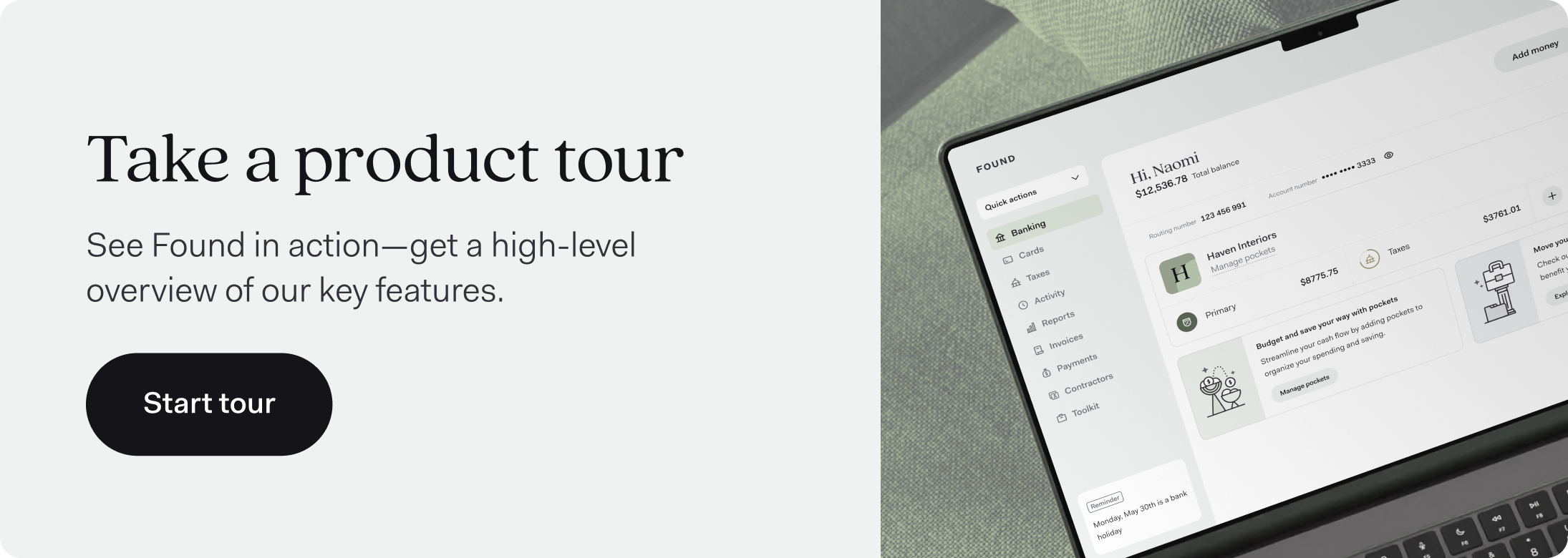 take a product tour, hi-res