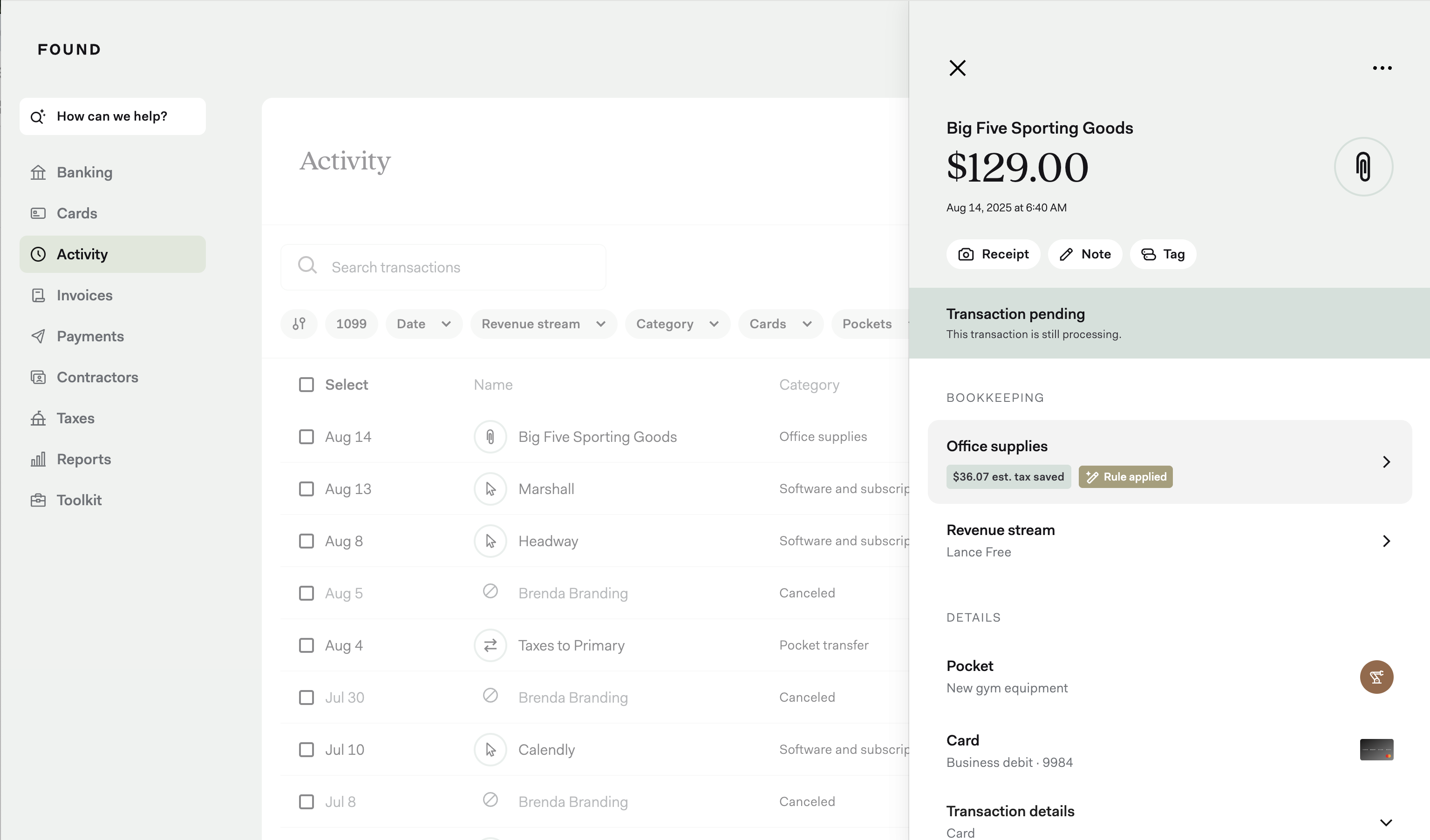 Expense categorization - desktop image
