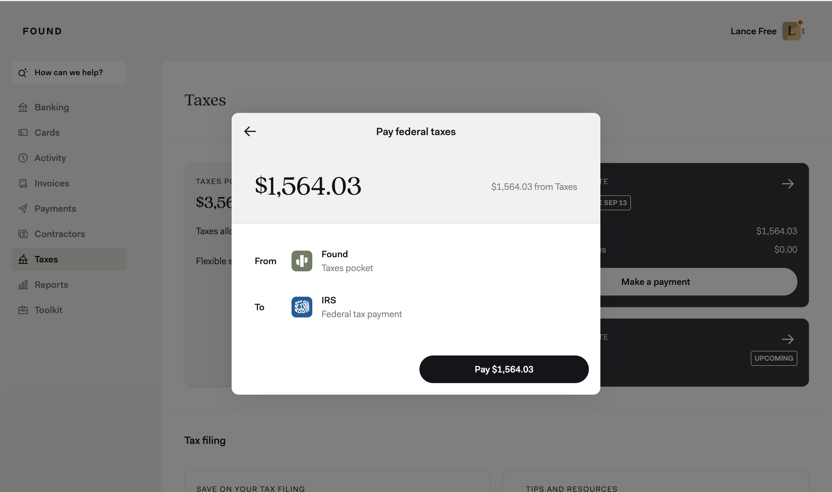 Desktop: Confirm payment of federal tax image