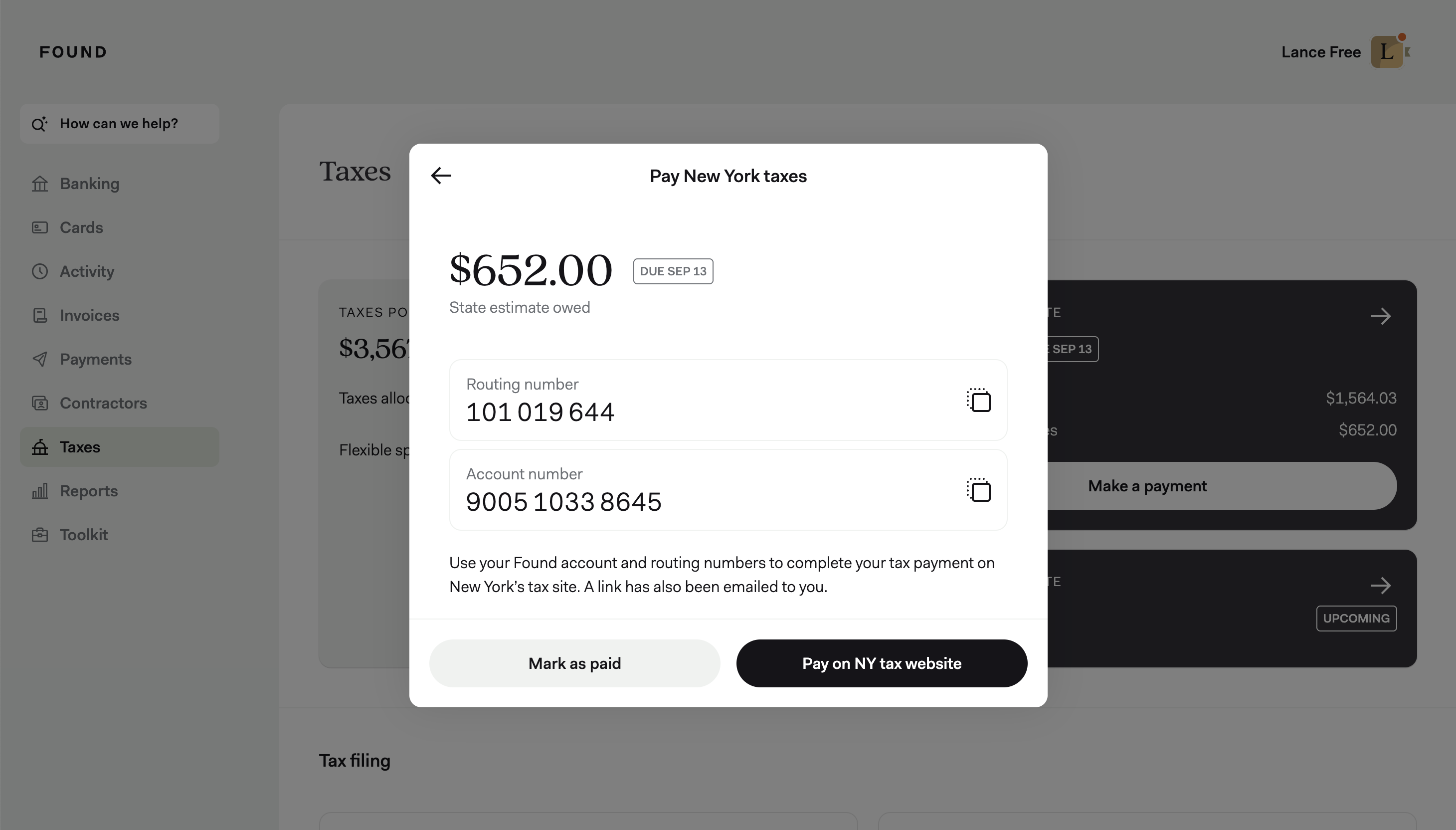 Desktop: State tax payment image