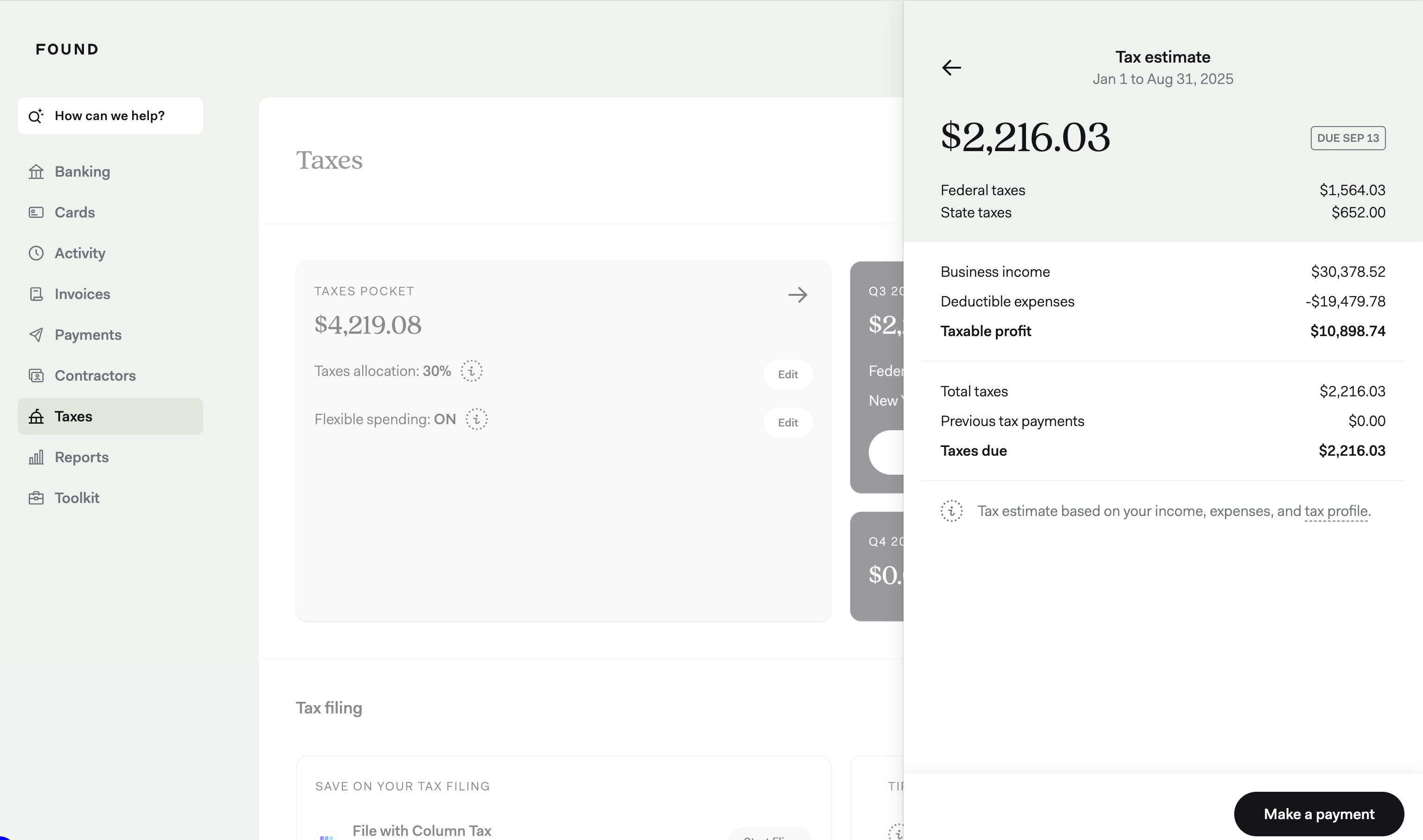 Desktop Real time tax estimate image